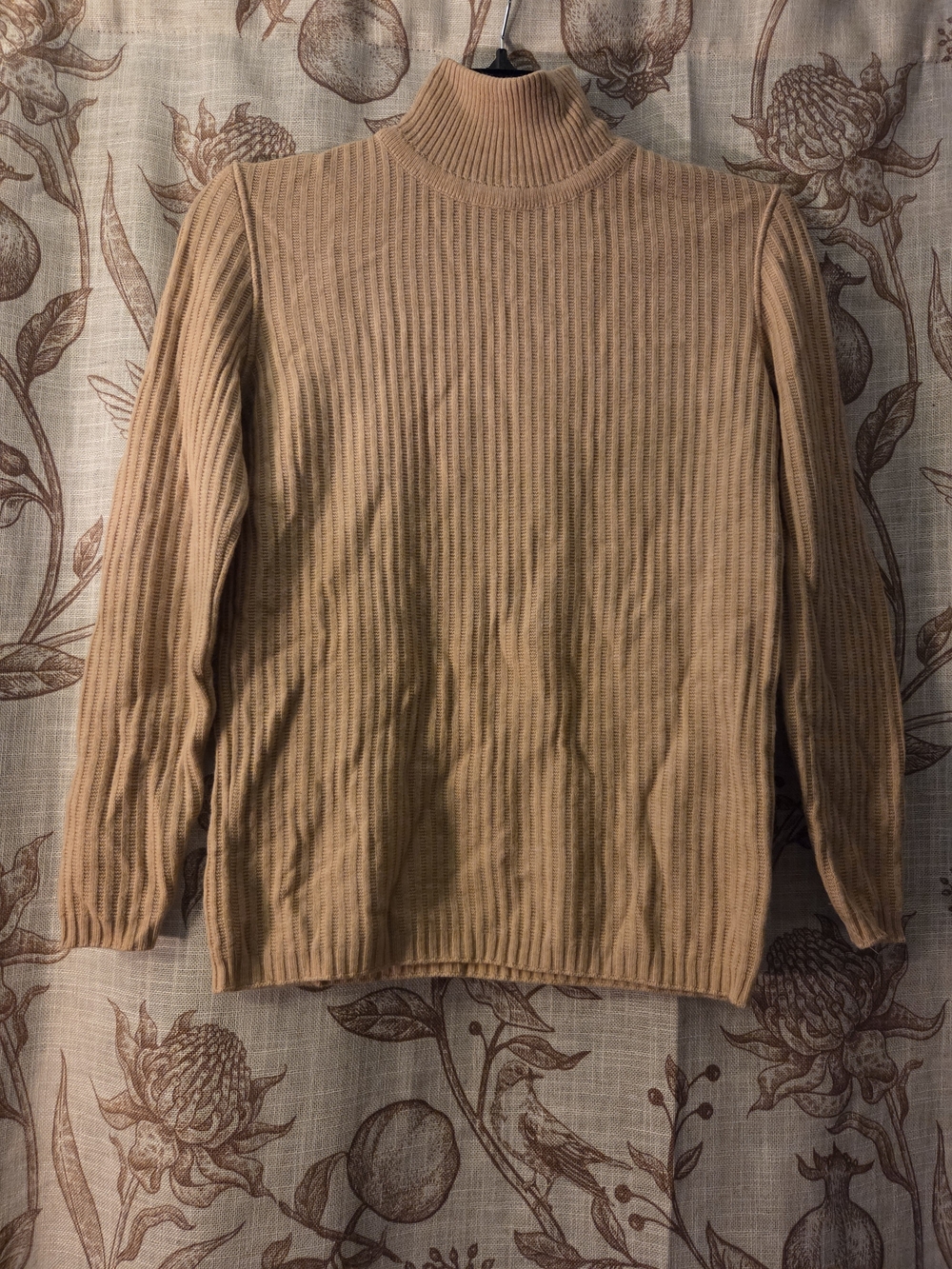 Ribbed Turtleneck Sweater in Camel